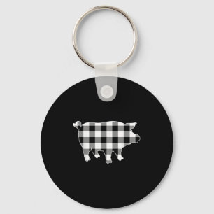 Chaveiro Pig Black & White Buffalo Xadrez Feliz Christm