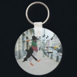 Chaveiro Pigeon About Town Funny<br><div class="desc">This keychain features my cartoon style image of a dapper Pigeon wearing a hat,  whistling a merry tune and carrying an umbrella,  walking along an urban street.</div>