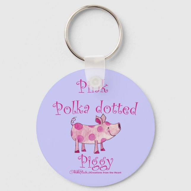 Chaveiro Piggy Pontilhado Polka Rosa (Frente)
