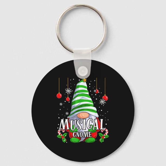 Chaveiro Pijamas de Natal do Gnome Musical Combinando Famíl (Frente)
