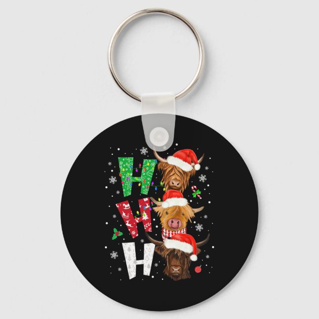 Chaveiro Pijamas de Natal Ho Ho Ho com Estampa de Vaca Esco (Frente)