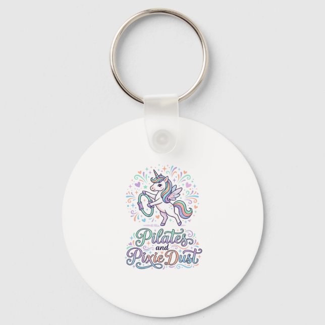 Chaveiro Pilates de Unicórnio e Poeira de Fada Fundo Branco (Frente)