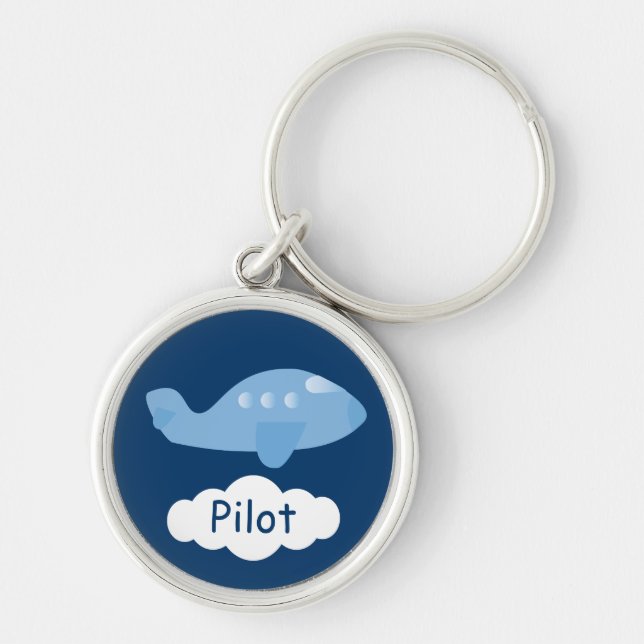 Chaveiro Piloto customizável do plano azul bonito dos (Frente)