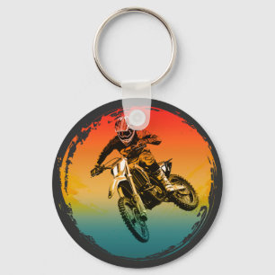 Chaveiro piloto de moto de motocross vintage motocicleta