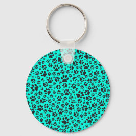 Chaveiro Pinças de cães Bolinhas branca e preta em ciano ví