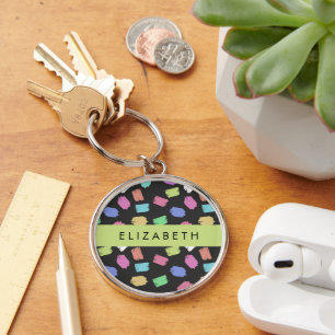 Chaveiro Pincel Tinta, Traços Coloridos De Pincel, Seu Nome