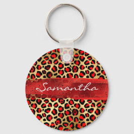 Chaveiro Pincel Vermelho e Dourado