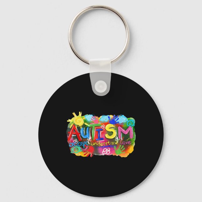 Chaveiro Pincelada Consciência do Autismo Aceitar Compreend (Frente)