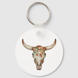 Chaveiro Pincelada Floral Crânio de Vaca Ocidental Flor de