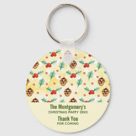 Chaveiro Pine Cones e Holly Christmas Patterno Party Favor