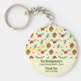 Chaveiro Pine Cones e Holly Christmas Patterno Party Favor