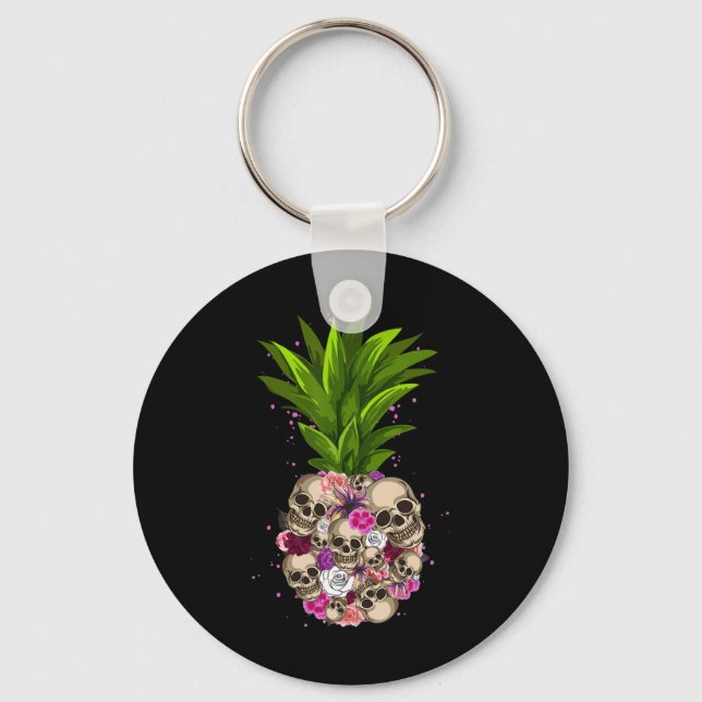 Chaveiro Pineapple Skull Funny Aloha Beaches Havaí (Frente)