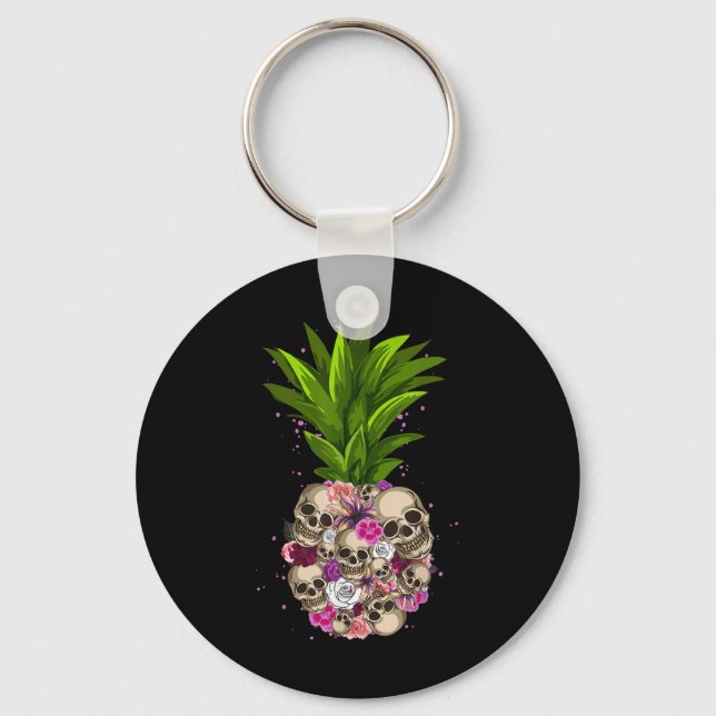 Chaveiro Pineapple Skull Funny Aloha Beaches Havaí (Frente)