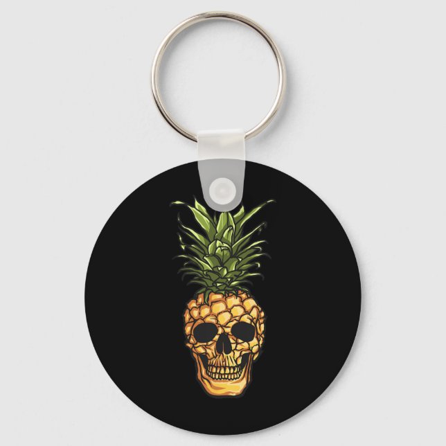Chaveiro Pineapple Skull Hawaii Aloha praia Gótico Havaiano (Frente)