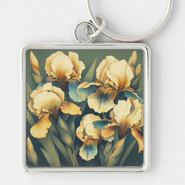 Chaveiro Pingente Art Déco Golden Iris (Frente)