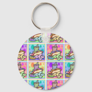 Chaveiro Pingente - Cachorro-Quente Pop Art com Batatas Fri