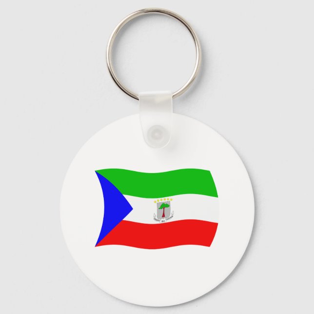 Chaveiro Pingente com a Bandeira da Guiné Equatorial (Frente)