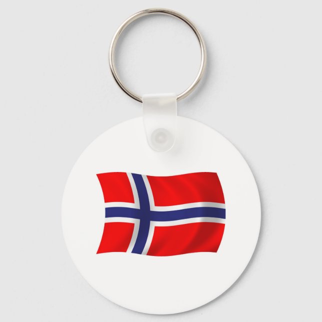 Chaveiro Pingente com a Bandeira da Noruega (Frente)