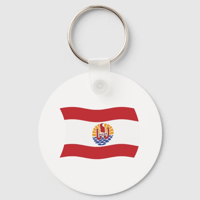 Chaveiro Pingente com a bandeira da Polinésia Francesa (Frente)