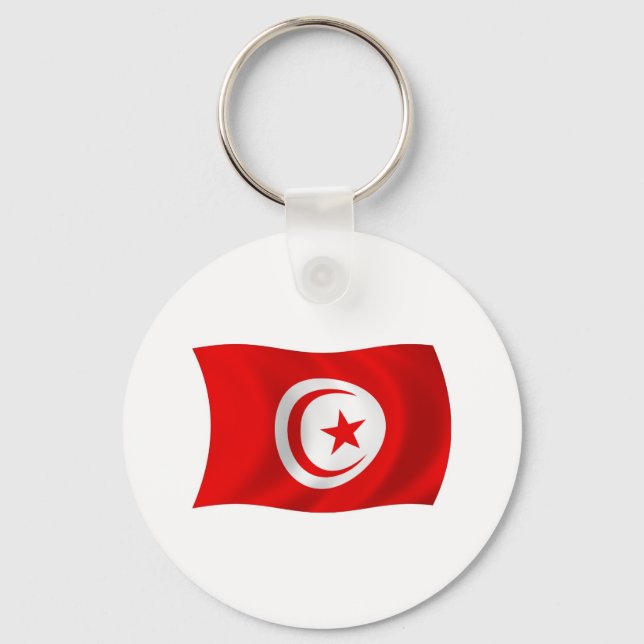 Chaveiro Pingente com a Bandeira da Tunísia (Frente)