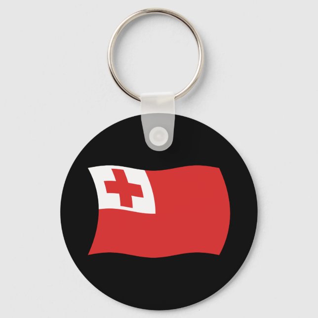 Chaveiro Pingente com a Bandeira de Tonga (Frente)