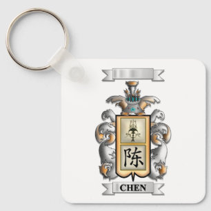 Chaveiro Pingente com Sobrenome Chen e Escudo