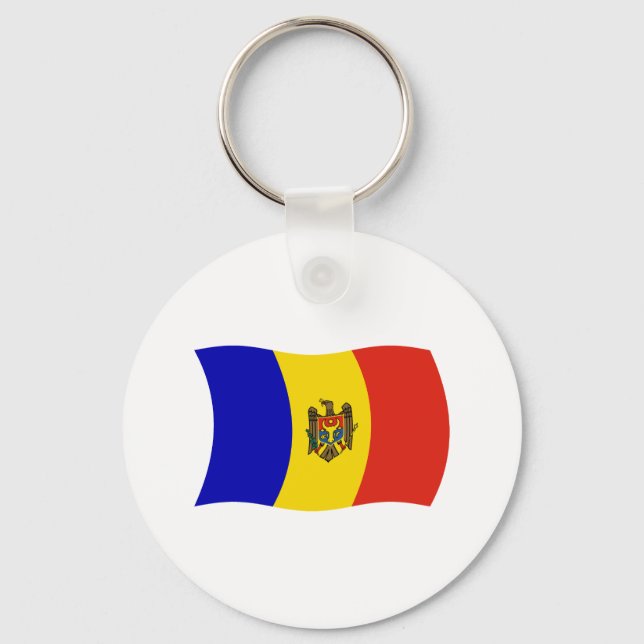 Chaveiro Pingente da Bandeira da Moldávia (Frente)