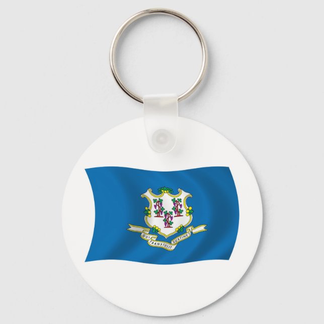 Chaveiro Pingente da Bandeira de Connecticut (Frente)