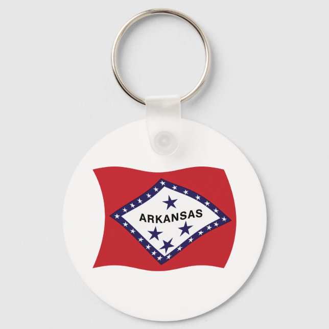 Chaveiro Pingente da Bandeira do Arkansas (Frente)