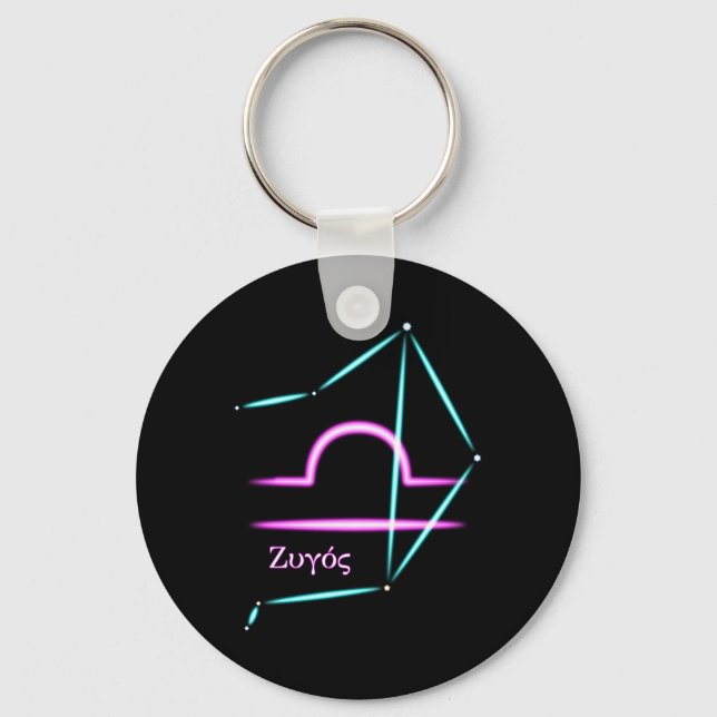 Chaveiro Pingente da Constelação do Zodíaco Libra (Frente)