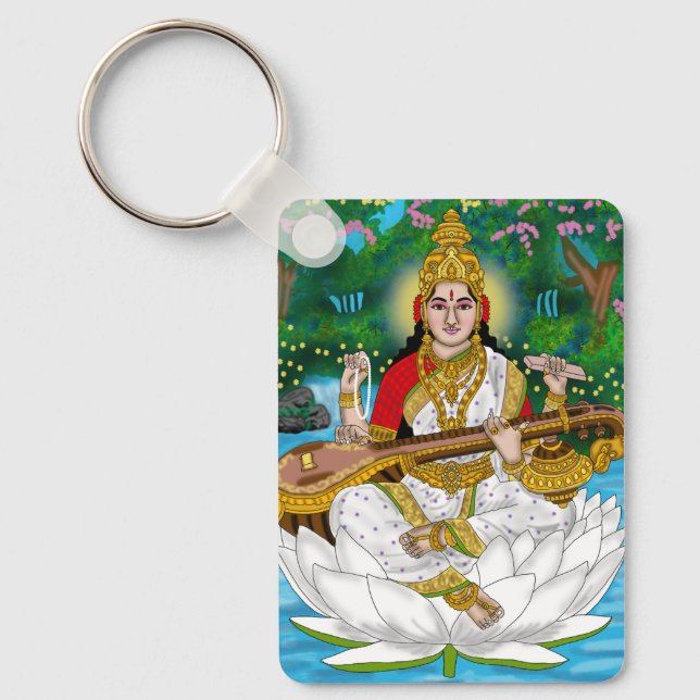 Chaveiro Pingente da Deusa Saraswati (Frente)