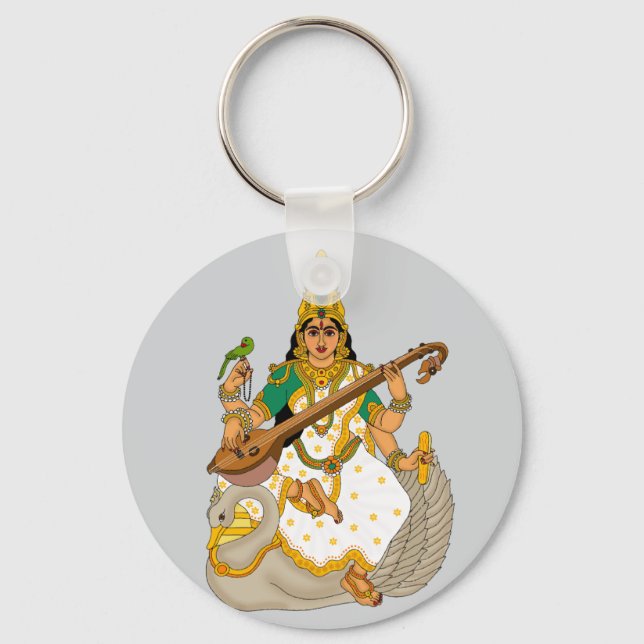 Chaveiro Pingente da Deusa Saraswati (Frente)