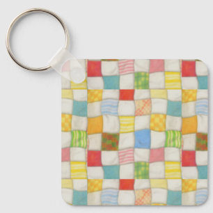 Chaveiro Pingente de Alumínio Quadrado CRAZY QUILT