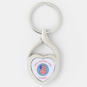 Chaveiro Pingente de Anjo Personalizado EUA Aniversário 202