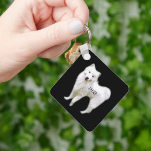 Chaveiro Pingente de Arte de Cachorro Samoyed Fofo para Ama