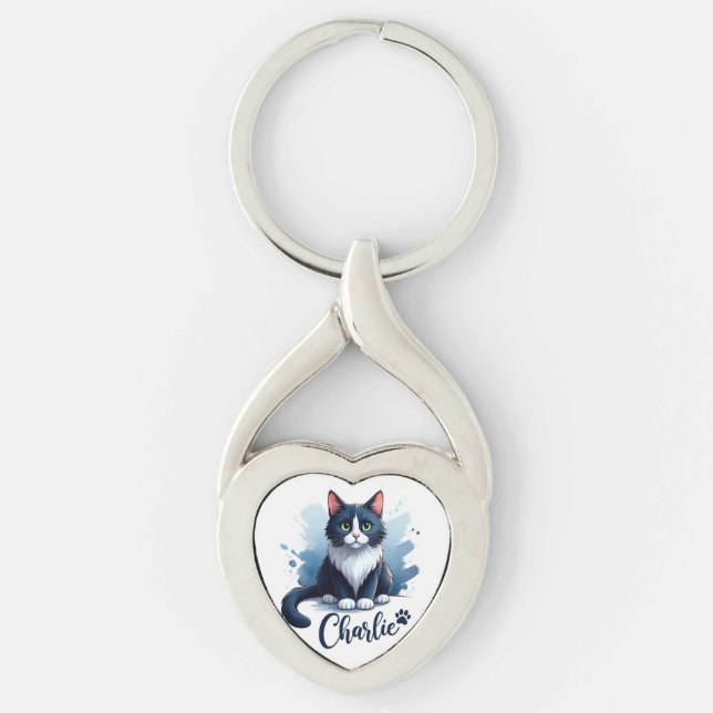 Chaveiro Pingente de Arte de Gato Fofo – Presente para Aman (Frente)