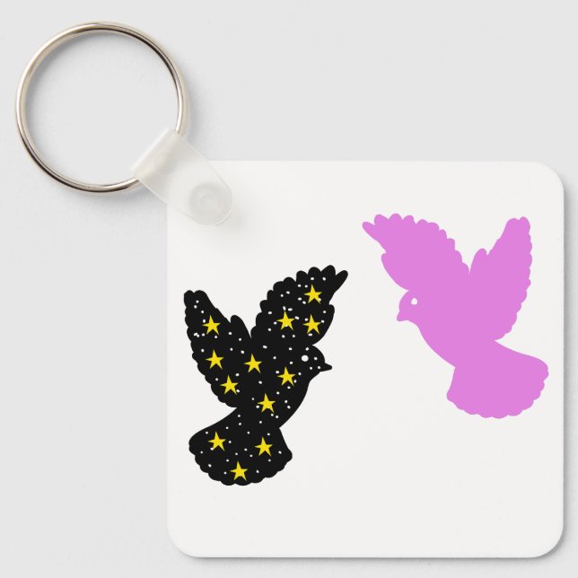 Chaveiro Pingente de aves – Símbolo de silhueta de duplo po (Frente)
