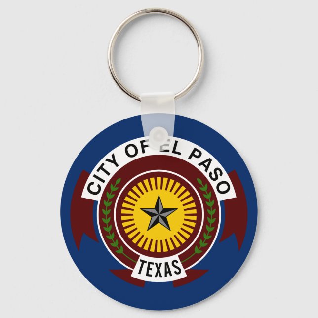 Chaveiro Pingente de Bandeira da Cidade de El Paso, Texas (Frente)