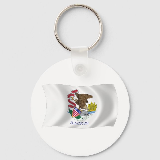 Chaveiro Pingente de Bandeira de Illinois (Frente)