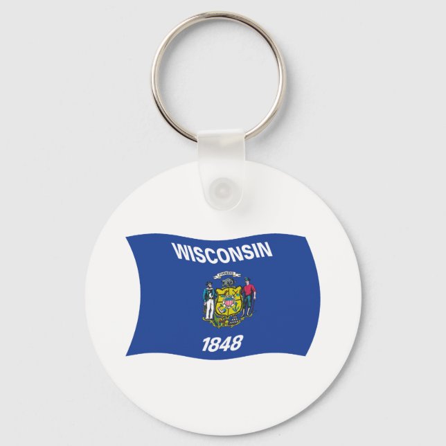 Chaveiro Pingente de Bandeira de Wisconsin (Frente)