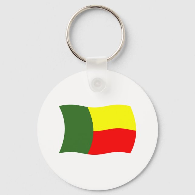 Chaveiro Pingente de Bandeira do Benim (Frente)