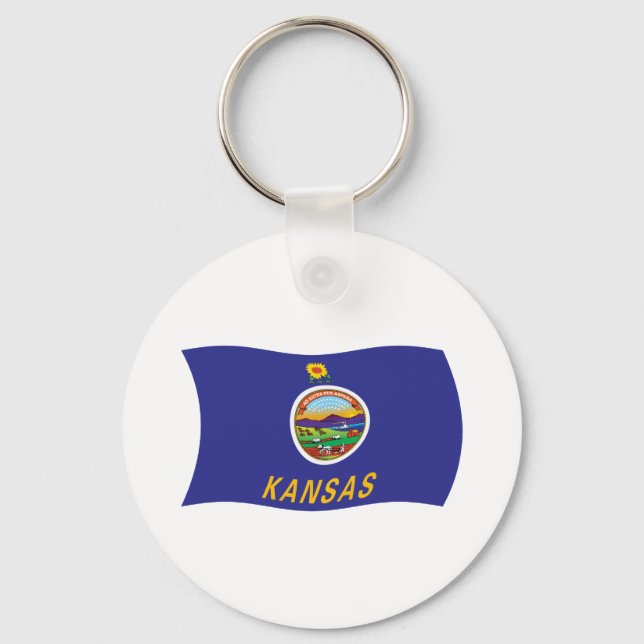 Chaveiro Pingente de Bandeira do Kansas (Frente)