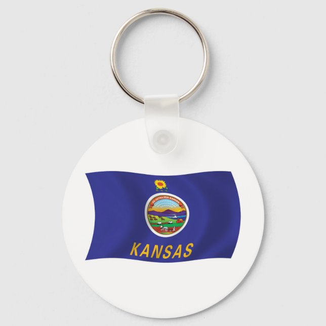 Chaveiro Pingente de Bandeira do Kansas (Frente)