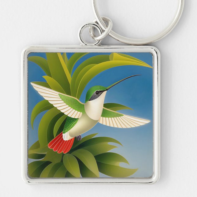 Chaveiro Pingente de Beija-flor Art Deco (Frente)