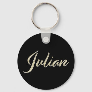 Chaveiro Pingente de botão de ouro branco com o nome Julian