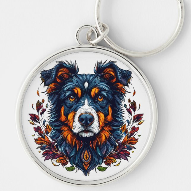 Chaveiro Pingente de Cachorro Fofo Floral para Presente de  (Frente)