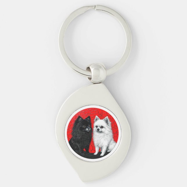 Chaveiro Pingente de Cachorro Spitz Japonês para Presente d (Frente)