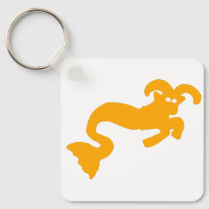 Chaveiro Pingente de Capricórnio Amarelo em forma de Cabra 