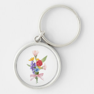 Chaveiro Pingente de Charme Floral – Buquê de Flores Elegan