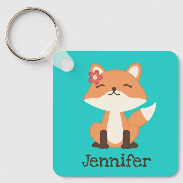 Chaveiro Pingente de Chave Personalizado Raposa Fofa (Frente)